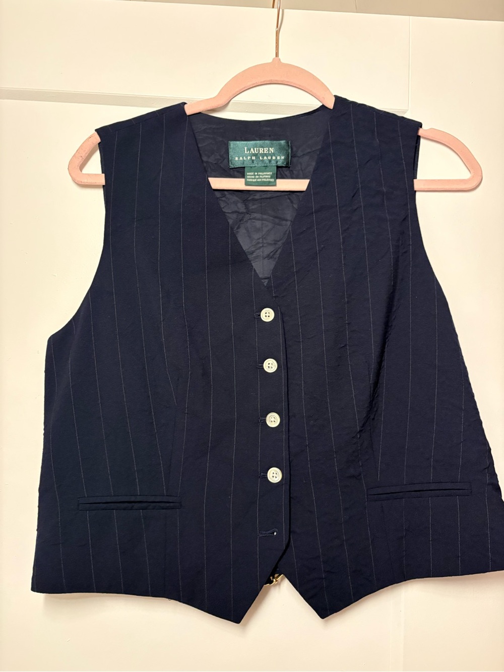 Lauren Ralph Lauren Navy Pinstripe Women's Tailored Vest